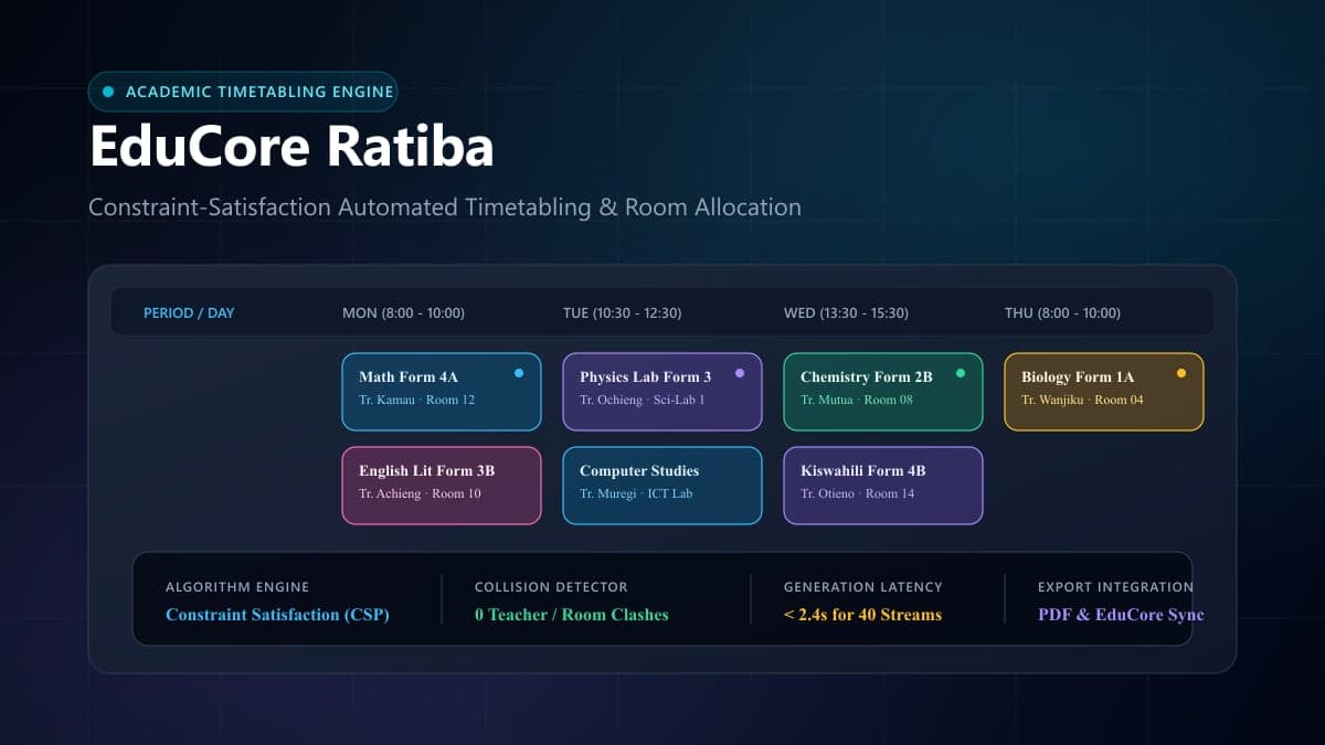 EduCore Ratiba schedule matrix.